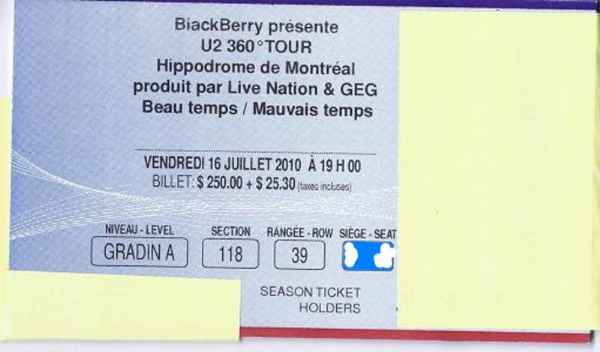 BILLETS CONCERT DE U2 À L’HIPPODROME DE